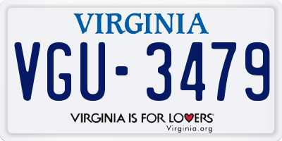 VA license plate VGU3479