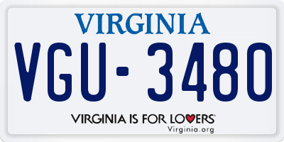 VA license plate VGU3480