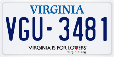 VA license plate VGU3481