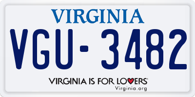 VA license plate VGU3482