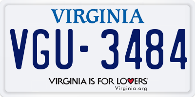 VA license plate VGU3484