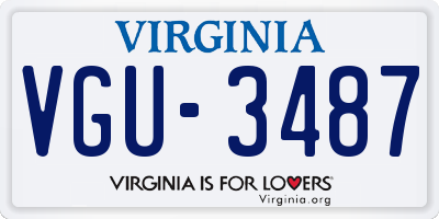 VA license plate VGU3487