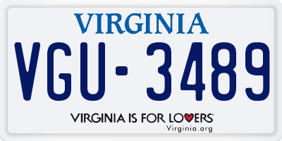 VA license plate VGU3489