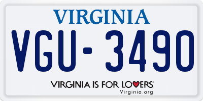 VA license plate VGU3490