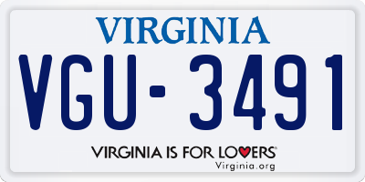 VA license plate VGU3491