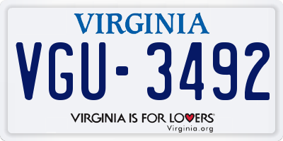 VA license plate VGU3492