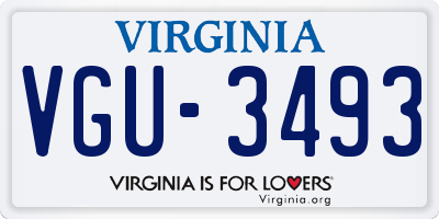 VA license plate VGU3493