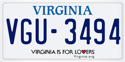 VA license plate VGU3494