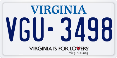 VA license plate VGU3498