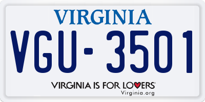 VA license plate VGU3501