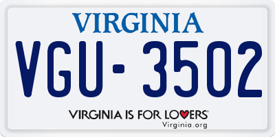 VA license plate VGU3502