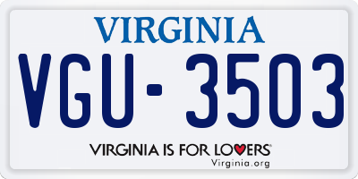 VA license plate VGU3503