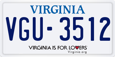 VA license plate VGU3512