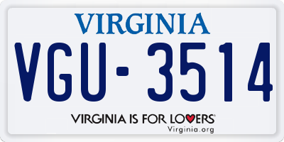 VA license plate VGU3514