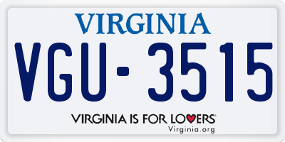 VA license plate VGU3515