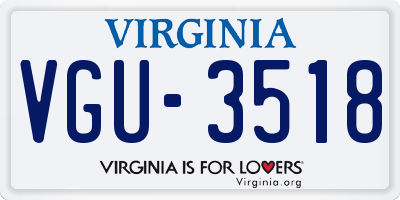 VA license plate VGU3518