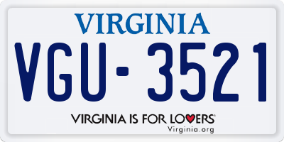 VA license plate VGU3521