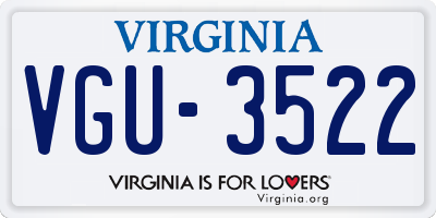 VA license plate VGU3522