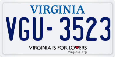 VA license plate VGU3523