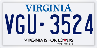 VA license plate VGU3524