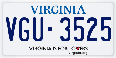 VA license plate VGU3525