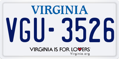 VA license plate VGU3526
