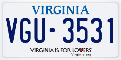 VA license plate VGU3531