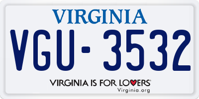 VA license plate VGU3532
