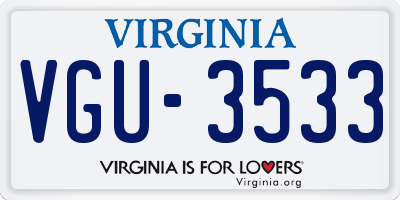 VA license plate VGU3533