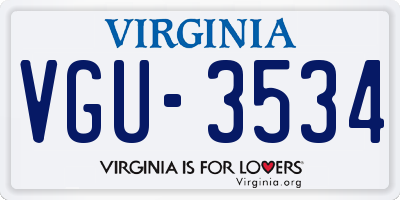 VA license plate VGU3534
