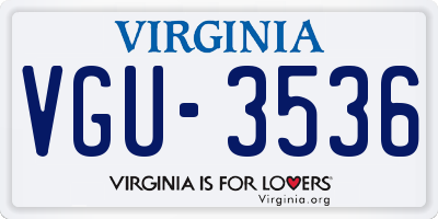 VA license plate VGU3536
