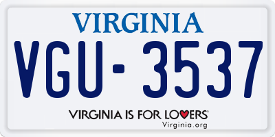 VA license plate VGU3537