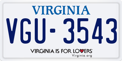 VA license plate VGU3543