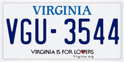 VA license plate VGU3544