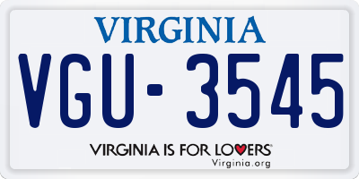 VA license plate VGU3545