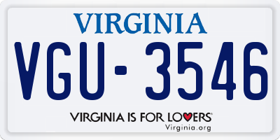 VA license plate VGU3546