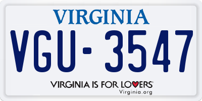 VA license plate VGU3547