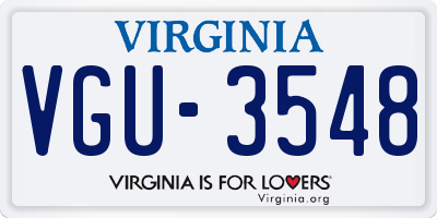 VA license plate VGU3548