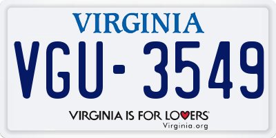 VA license plate VGU3549