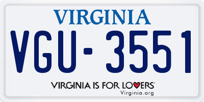 VA license plate VGU3551