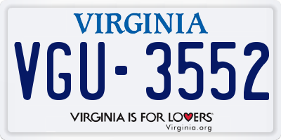 VA license plate VGU3552