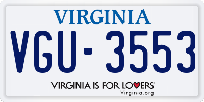 VA license plate VGU3553