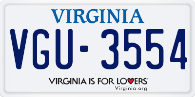 VA license plate VGU3554