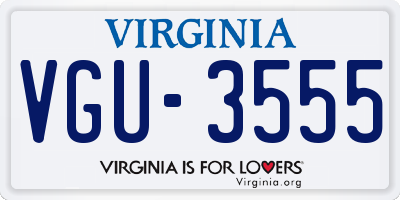 VA license plate VGU3555