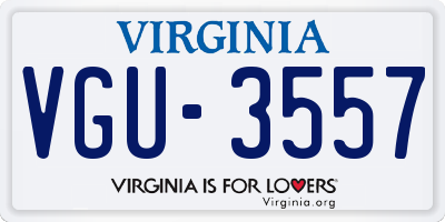 VA license plate VGU3557