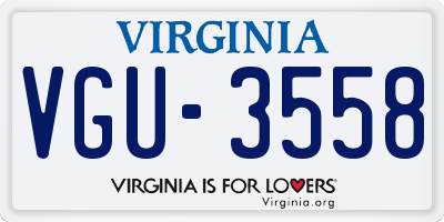 VA license plate VGU3558