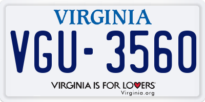VA license plate VGU3560