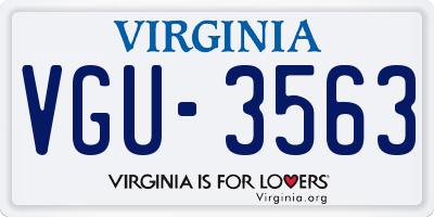 VA license plate VGU3563