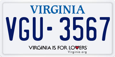 VA license plate VGU3567