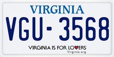 VA license plate VGU3568